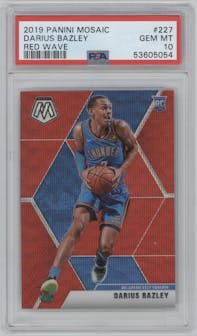 Darius Bazley from the 2019-20 Panini Mosaic  set featuring a Red Wave parallel graded by PSA and given an overall grade of 10.