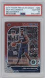 Zion Williamson from the 2019-20 Panini Hoops Premium Stock set featuring a Red Shimmer parallel graded by PSA and given an overall grade of 10.