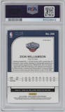 Zion Williamson from the 2019-20 Panini Hoops Premium Stock set featuring a Red Shimmer parallel graded by PSA and given an overall grade of 10.