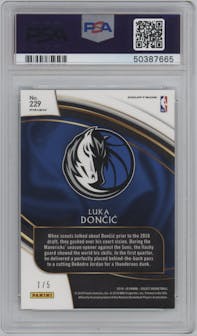 Luka Doncic from the 2018-19 Panini Select  set featuring a Green Prizm parallel graded by PSA and given an overall grade of 9.