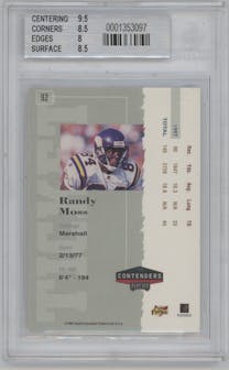 Randy Moss from the 1998 Playoff Contenders set graded by Beckett and given an overall grade of 8.5.