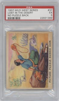 Lost In The Desert from the 1937 Picture Puzzle Bubble Gum set graded by PSA and given an overall grade of 5.