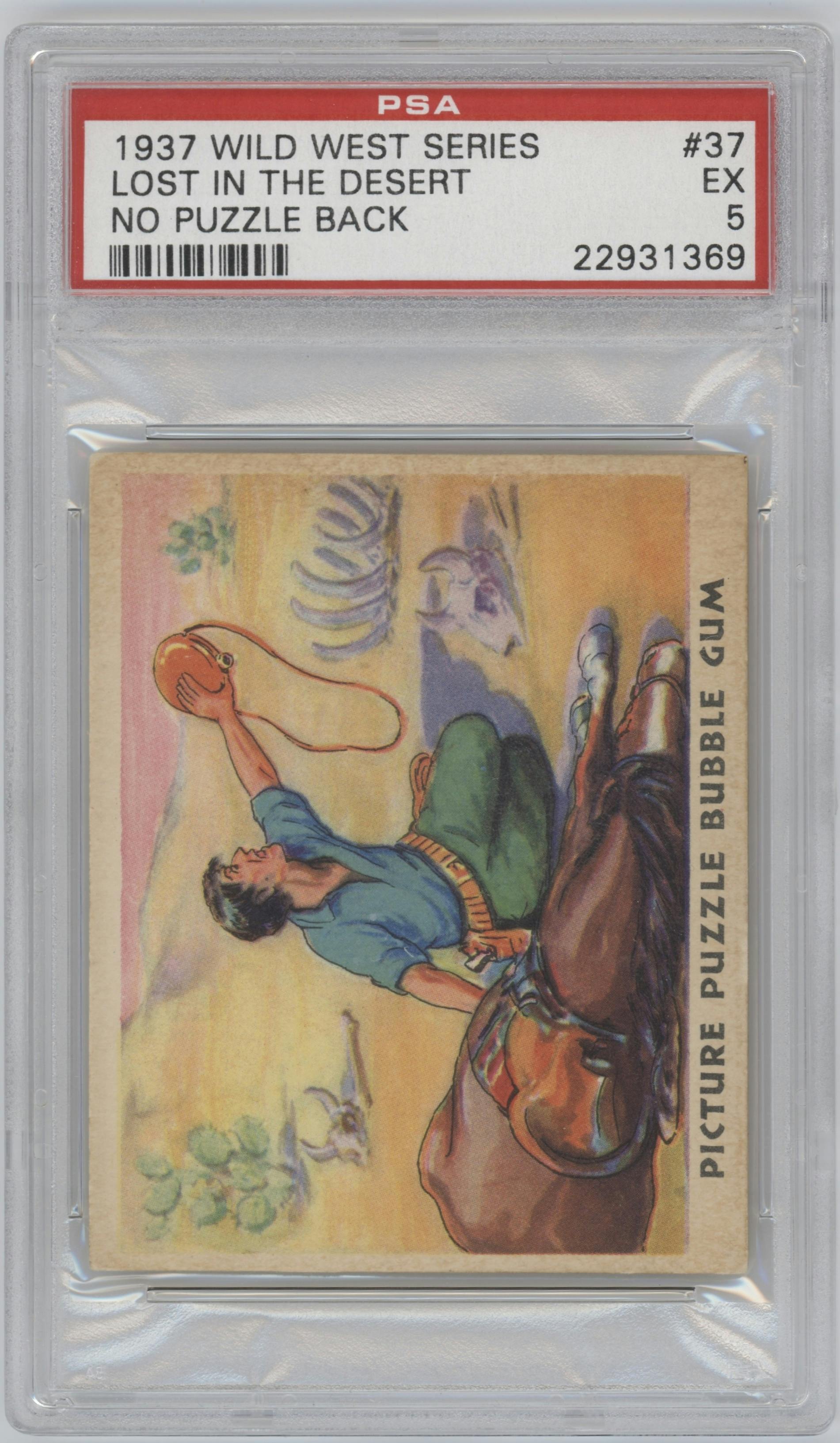 Lost In The Desert from the 1937 Picture Puzzle Bubble Gum set graded by PSA and given an overall grade of 5.