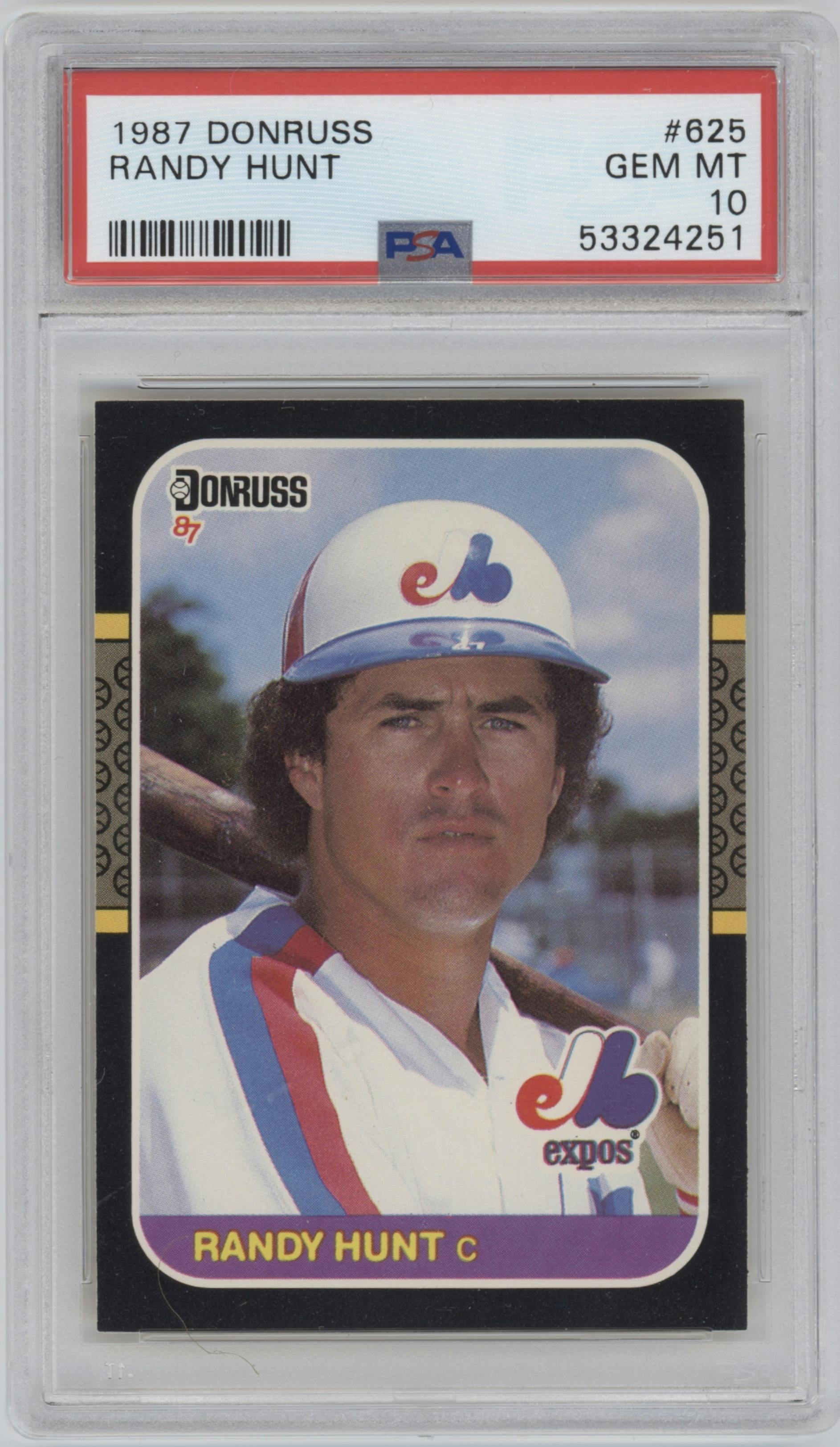 Randy Hunt from the 1987 Donruss set graded by PSA and given an overall grade of 10.