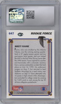 Brett Favre from the 1991 Upper Deck set graded by CSG and given an overall grade of 9.5.