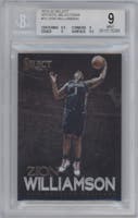 Zion Williamson from the 2019-20 Panini Select set graded by Beckett and given an overall grade of 9.