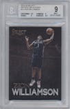 Zion Williamson from the 2019-20 Panini Select set graded by Beckett and given an overall grade of 9.