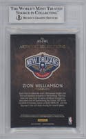 Zion Williamson from the 2019-20 Panini Select set graded by Beckett and given an overall grade of 9.