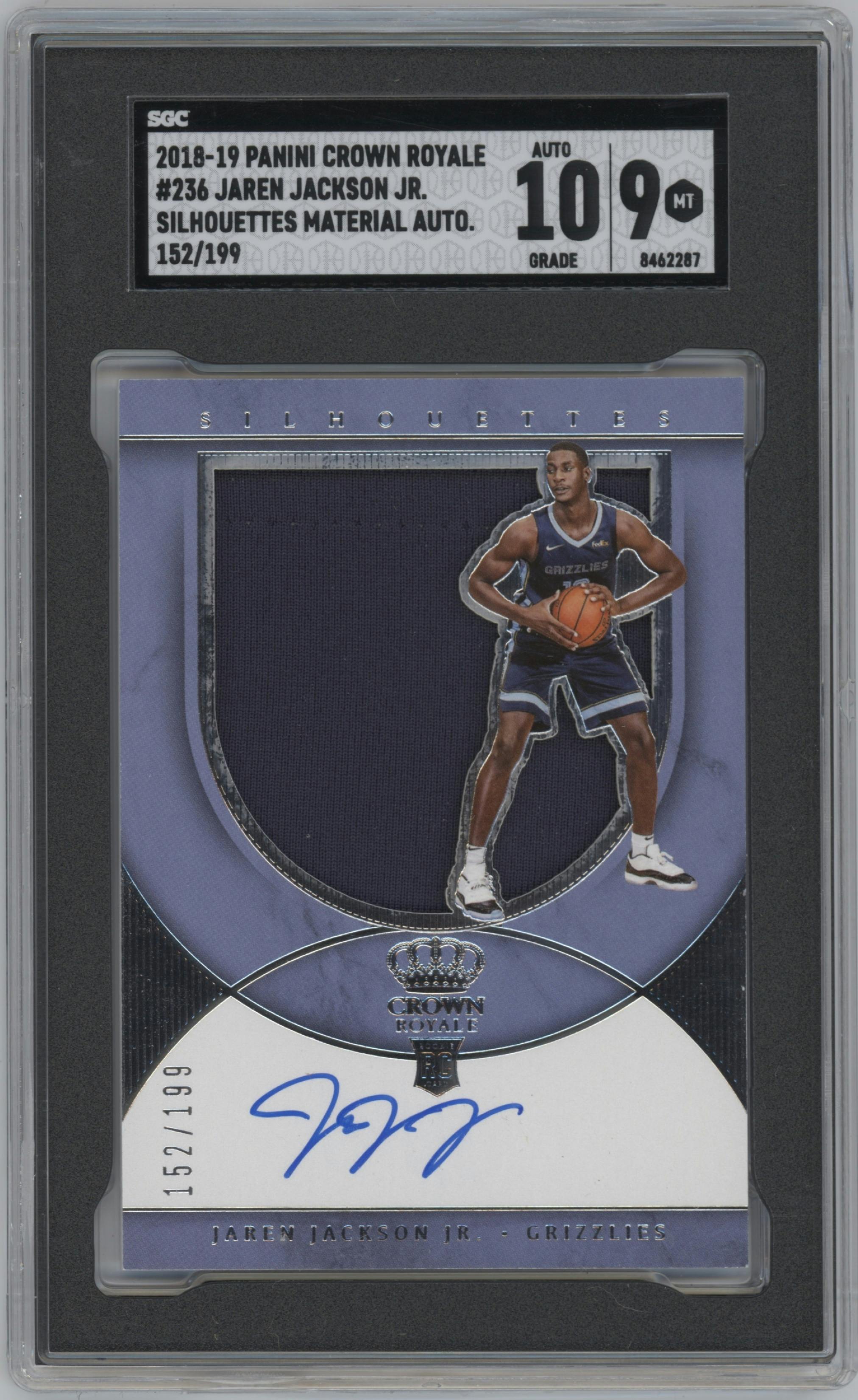 Jaren Jackson Jr. from the 2018-19 Panini Crown Royale set graded by SGC and given an overall grade of 9.