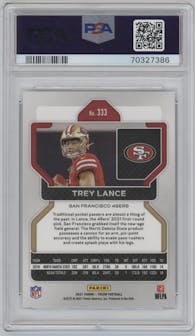 Trey Lance from the 2021 Panini Prizm set graded by PSA and given an overall grade of 10.