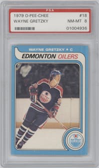 Wayne Gretzky from the 1979-80 O-Pee-Chee set graded by PSA and given an overall grade of 8.