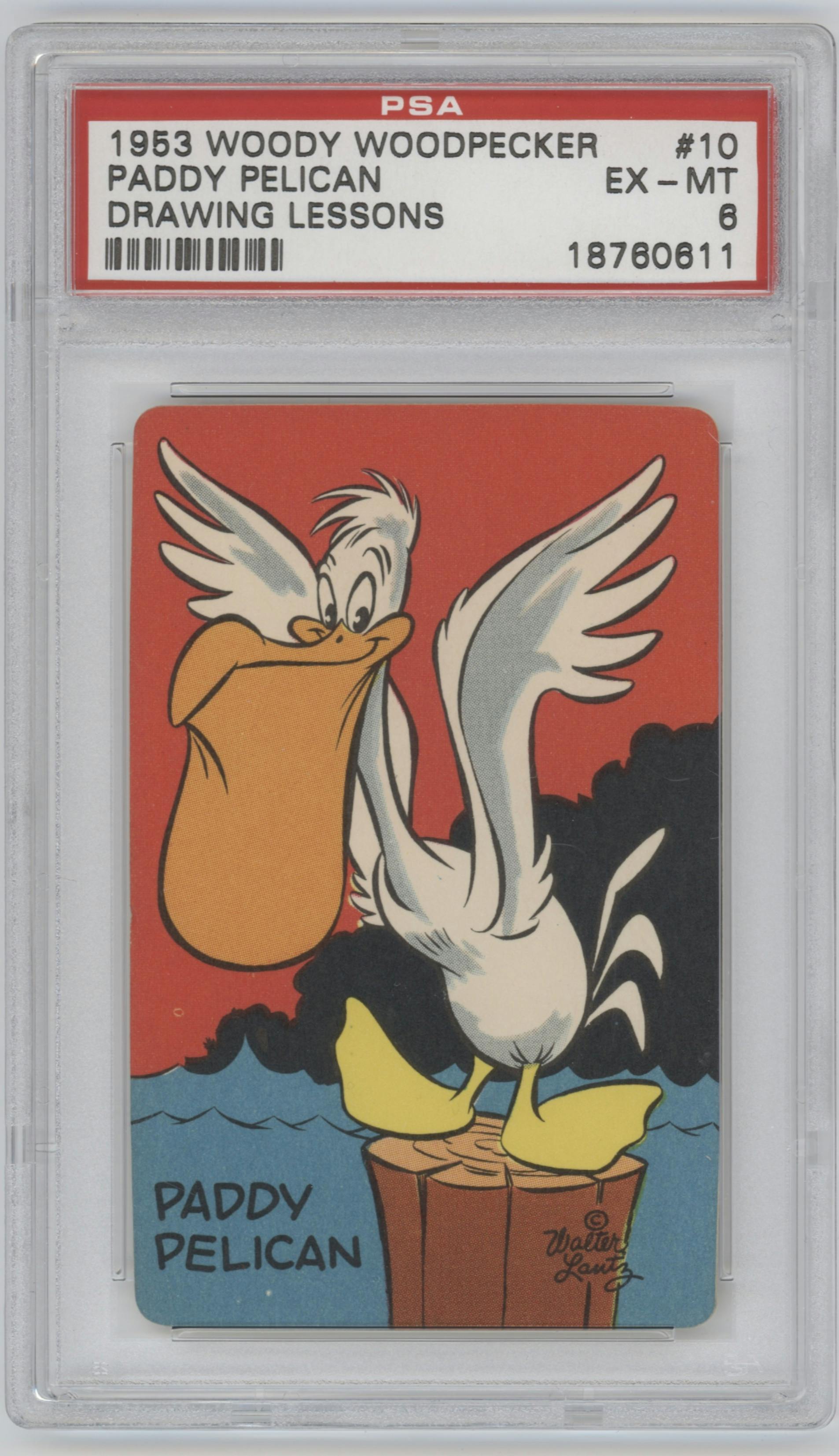 Paddy Pelican from the 1953 Woody Woodpecker Drawing Lessons set graded by PSA and given an overall grade of 6.