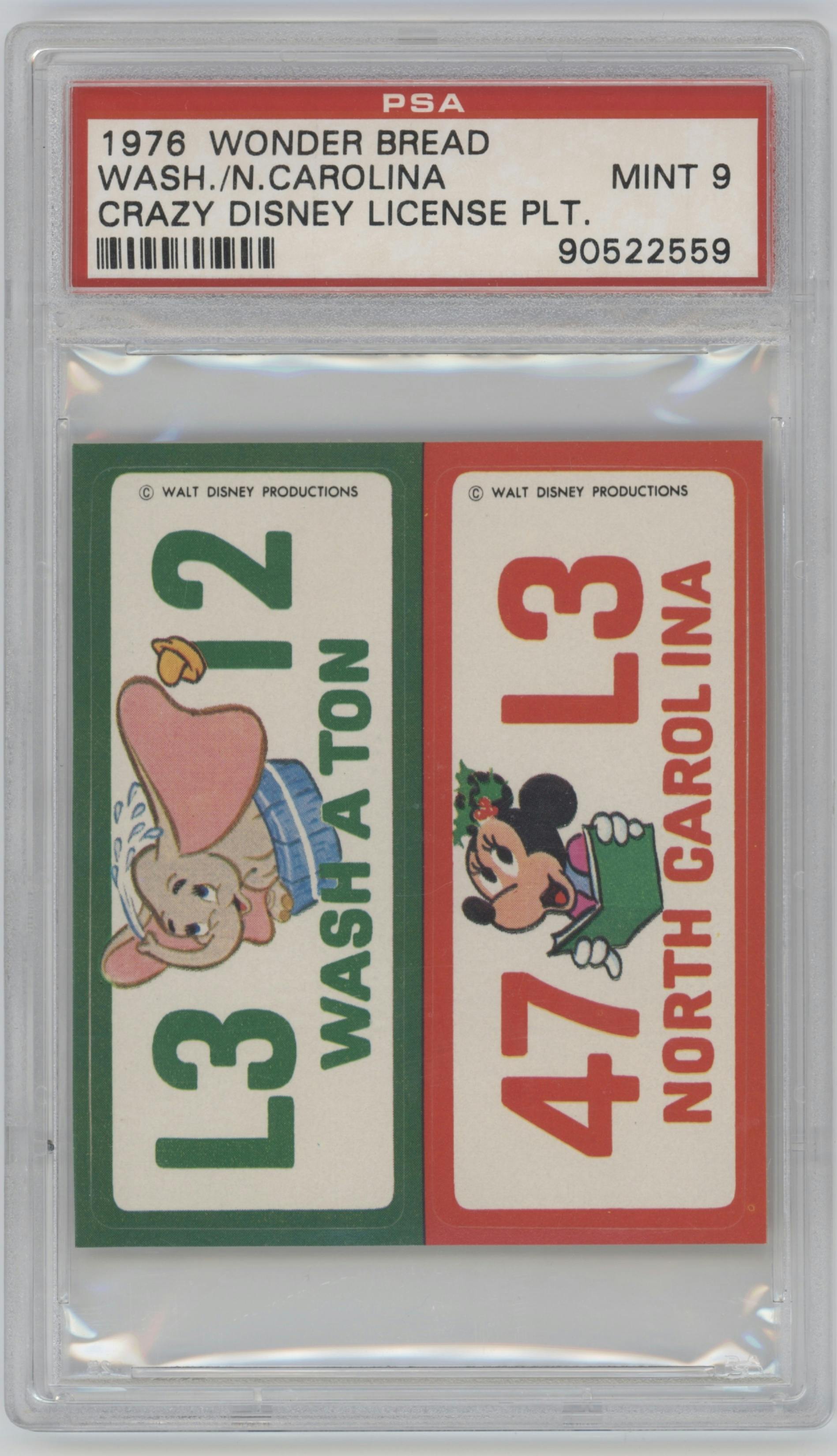 Wash./N. Carolina from the 1976 Wonder Bread set graded by PSA and given an overall grade of 9.