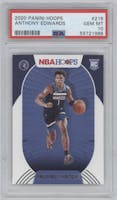 Anthony Edwards from the 2020-21 Panini NBA Hoops set graded by PSA and given an overall grade of 10.