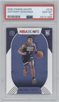 Anthony Edwards from the 2020-21 Panini NBA Hoops set graded by PSA and given an overall grade of 10.
