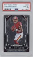 Dwayne Haskins from the 2019 Panini Prizm set graded by PSA and given an overall grade of 10.