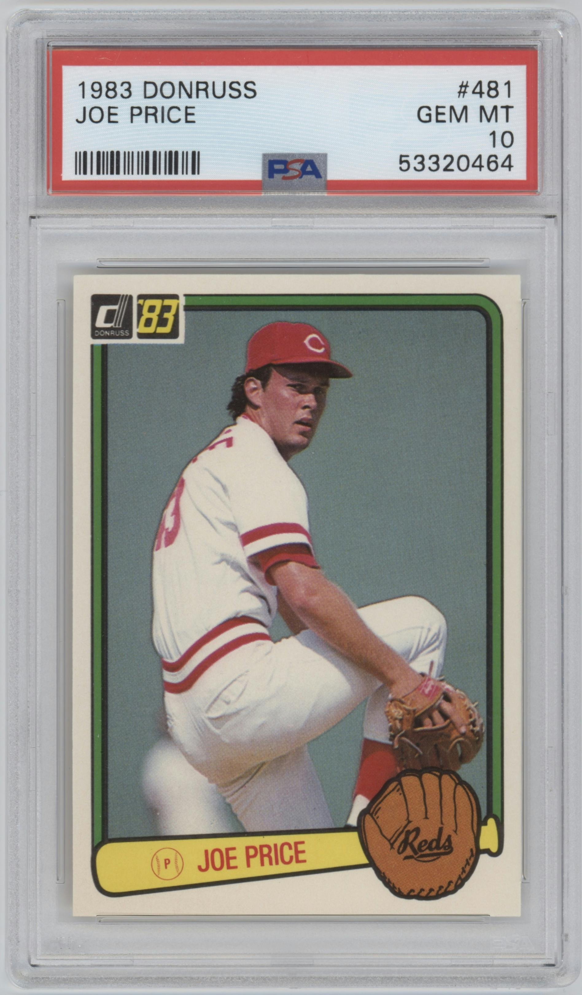 Joe Price from the 1983 Donruss set graded by PSA and given an overall grade of 10.