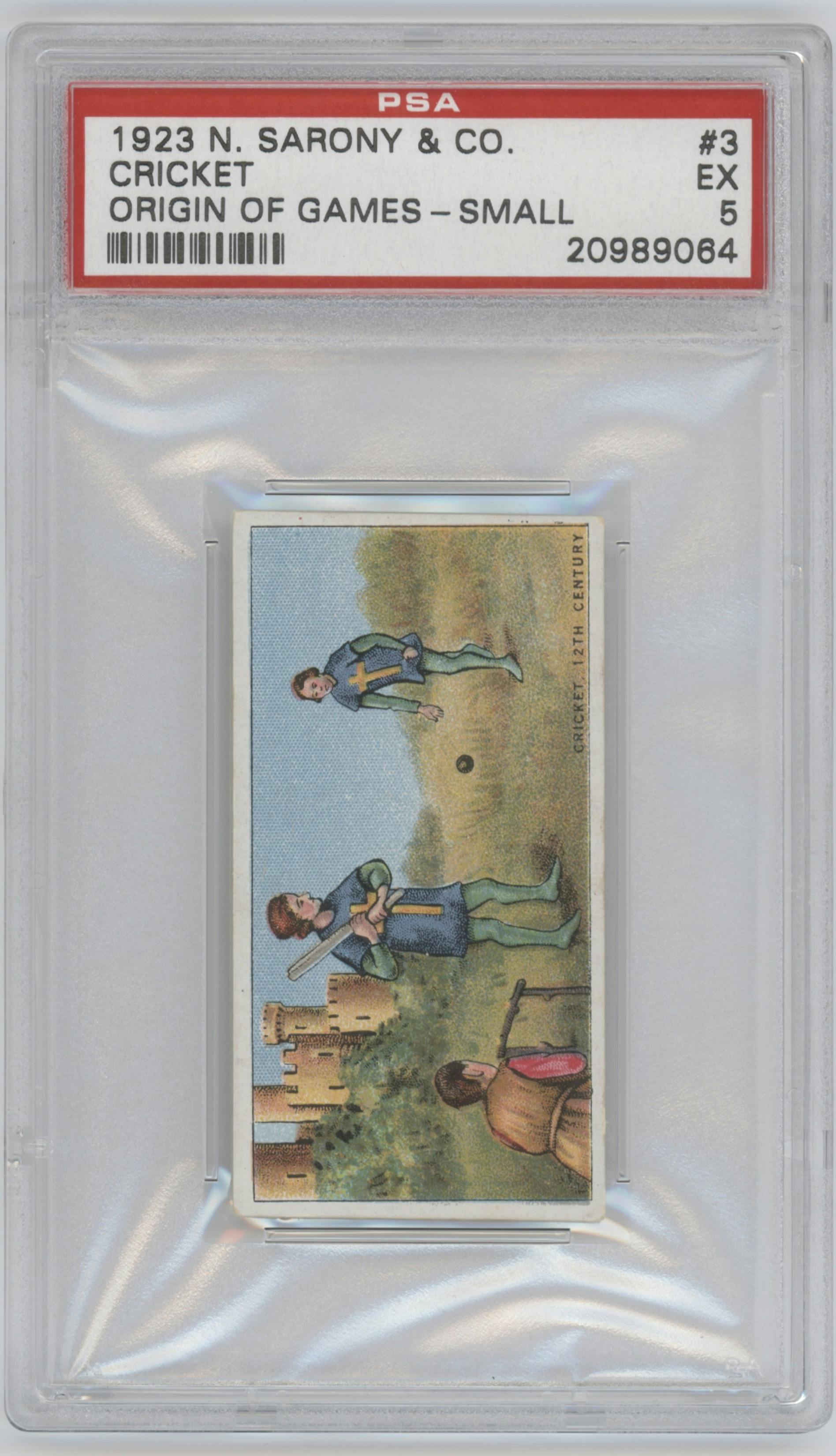 Cricket from the 1923 N. Sarony & Company set graded by PSA and given an overall grade of 5.