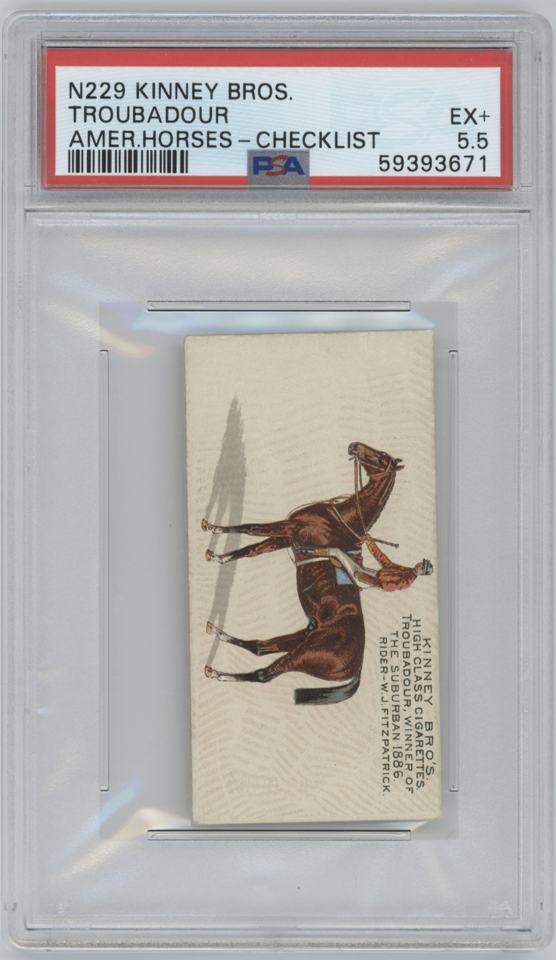 Troubadour  from the 1889 Kinney Bros. set graded by PSA and given an overall grade of 5.5.