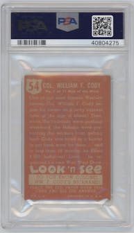 Buffalo Bill from the 1952 Topps Look 'n See Trading Cards set graded by PSA and given an overall grade of 9.