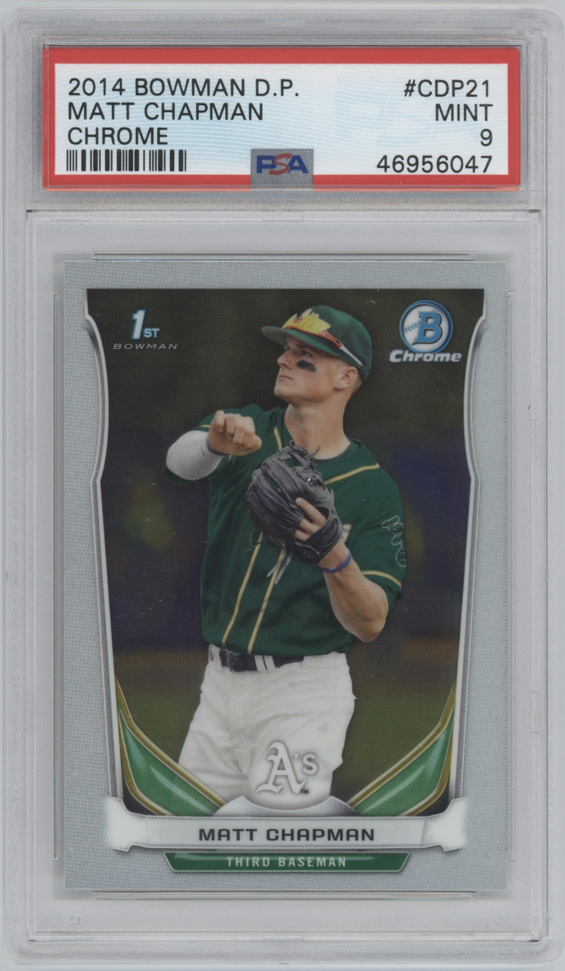Matt Chapman from the 2014 Bowman Draft  set graded by PSA and given an overall grade of 9.