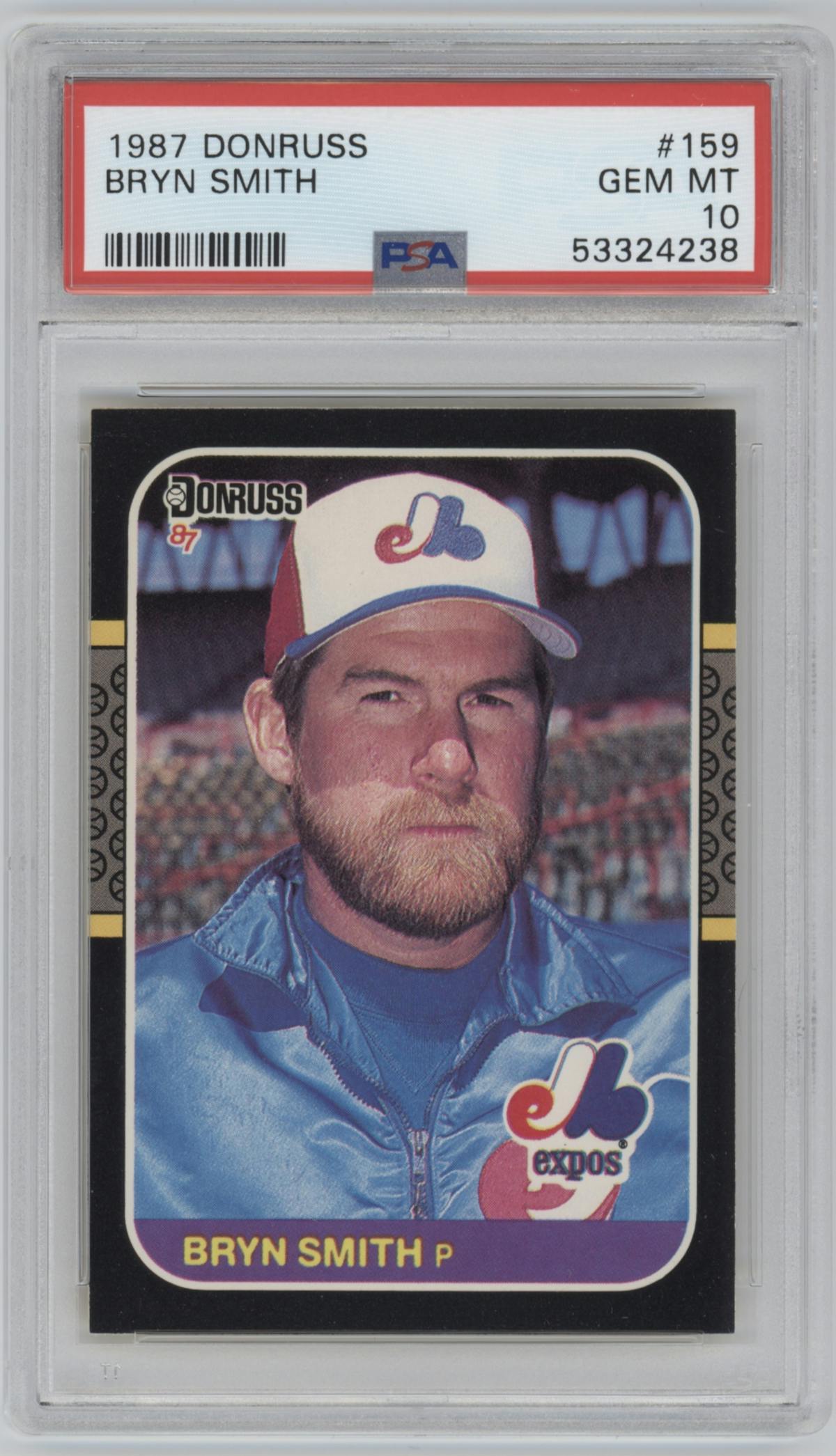 Bryn Smith from the 1987 Donruss set graded by PSA and given an overall grade of 10.