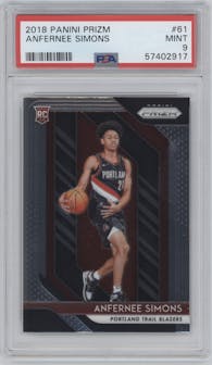 Anfernee Simons from the 2018-19 Panini Prizm set graded by PSA and given an overall grade of 9.